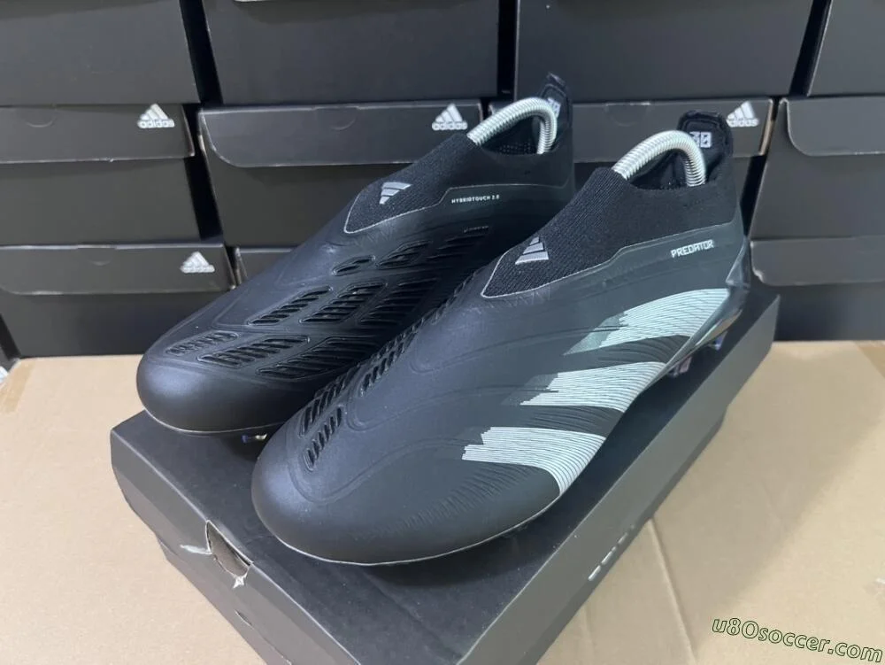 Black and Silver FG Soccer Cleats | Laceless Predator Accuracy+ Design